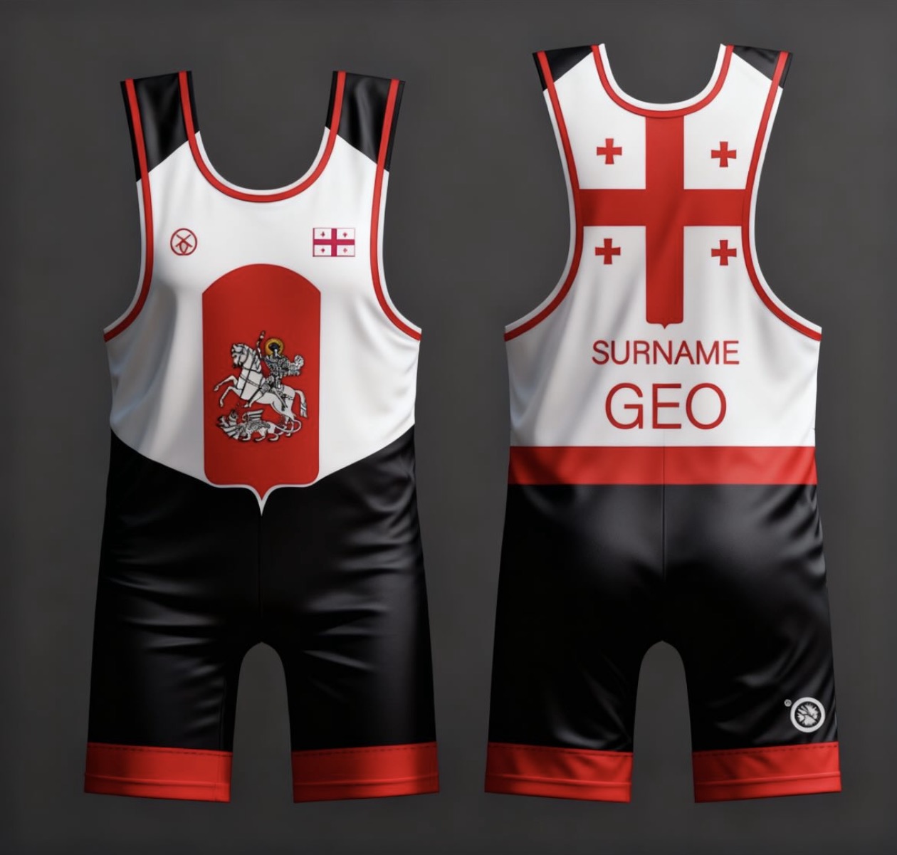 Red custom Georgian wrestling singlet